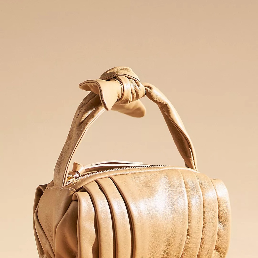 Anthropologie Tan Clutch with Knotted Handle